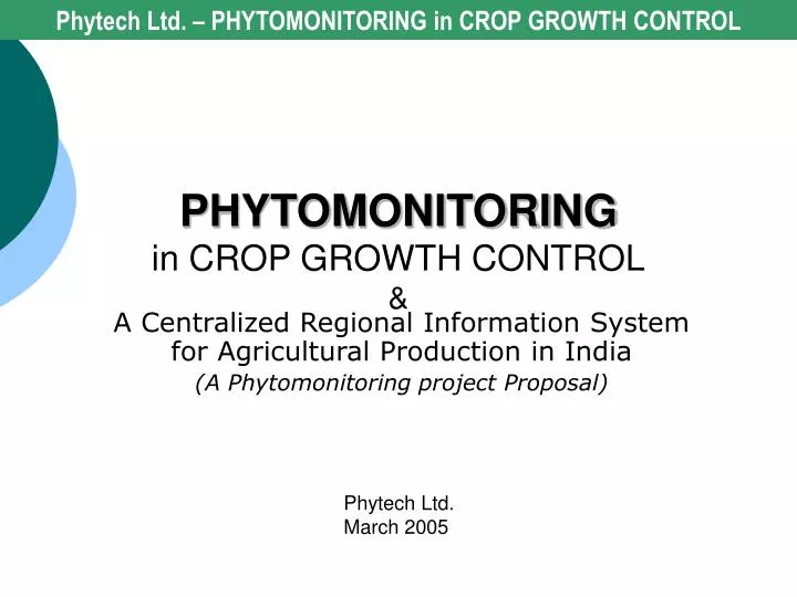 phytomonitoring in crop growth control