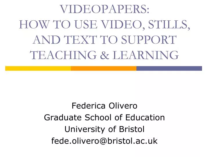 videopapers how to use video stills and text to support teaching learning