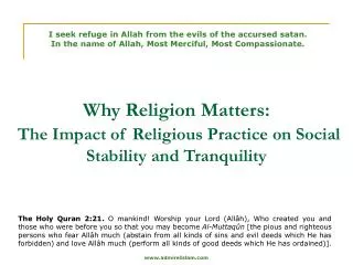 Why Religion Matters: The Impact of Religious Practice on Social Stability and Tranquility