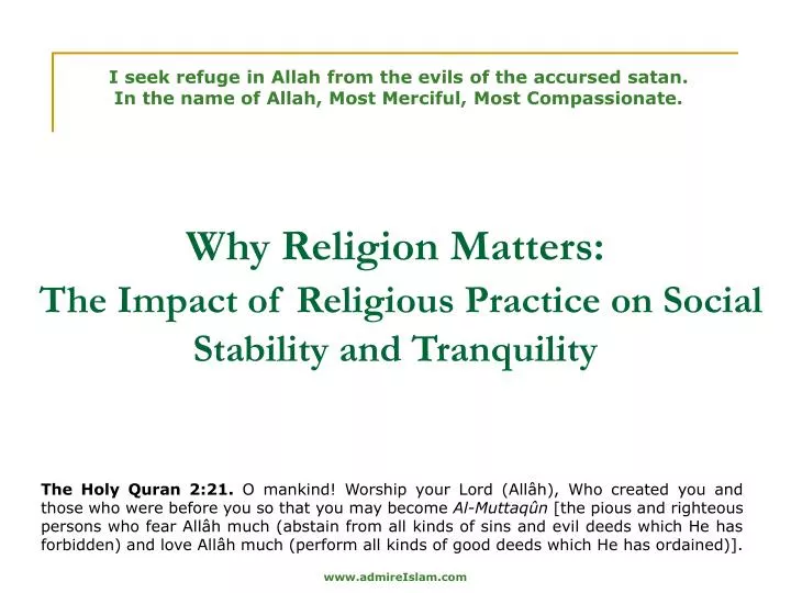 why religion matters the impact of religious practice on social stability and tranquility