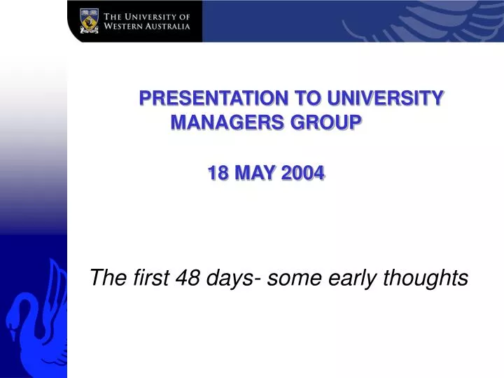 presentation to university managers group 18 may 2004