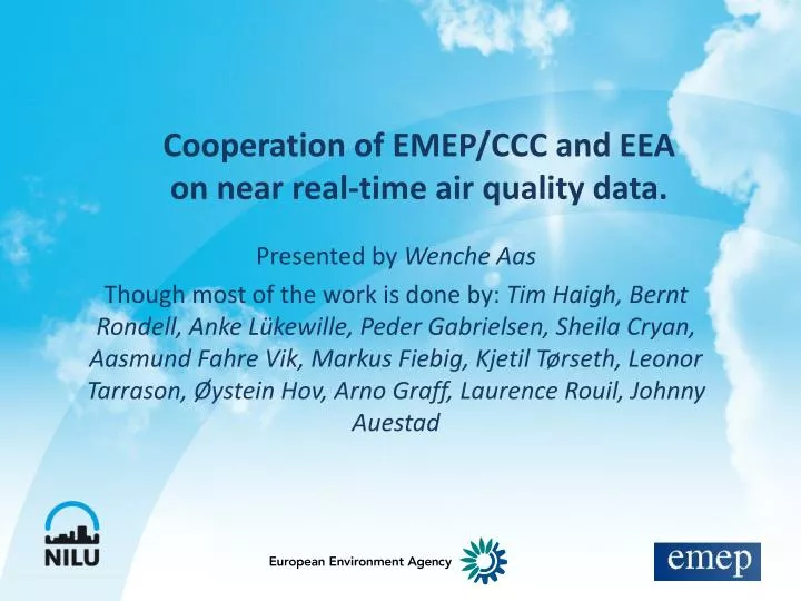 cooperation of emep ccc and eea on near real time air quality data