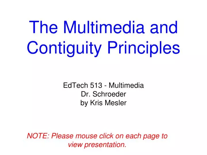 the multimedia and contiguity principles