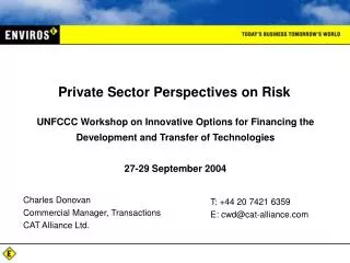 Private Sector Perspectives on Risk