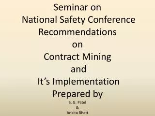 Seminar on National Safety Conference Recommendations on Contract Mining and