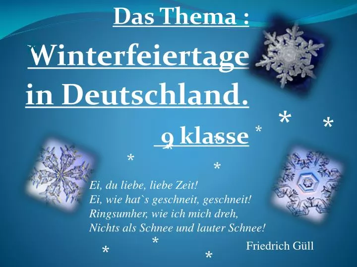 das thema winterfeiertage in deutschland 9 klasse