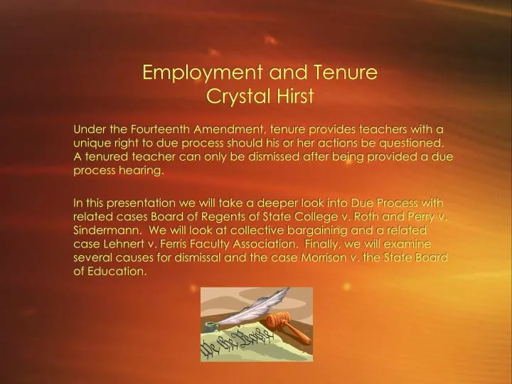 employment and tenure crystal hirst