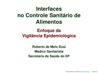 interfaces no controle sanit rio de alimentos