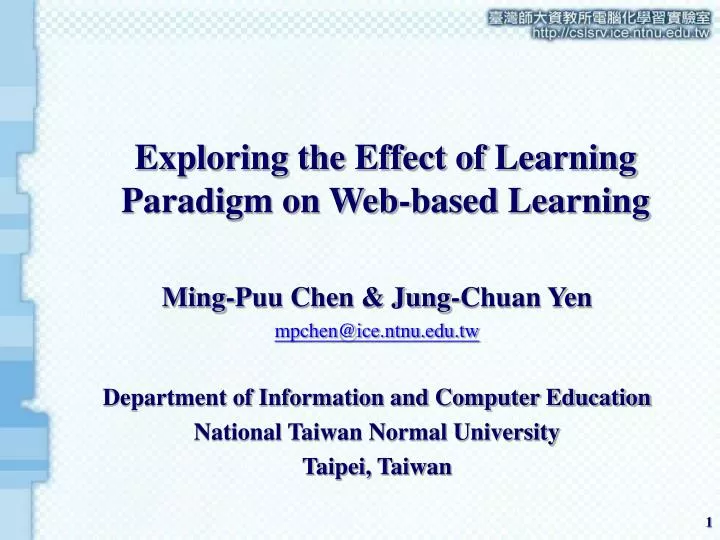 exploring the effect of learning paradigm on web based learning