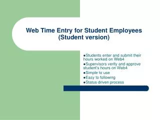 Web Time Entry for Student Employees (Student version)