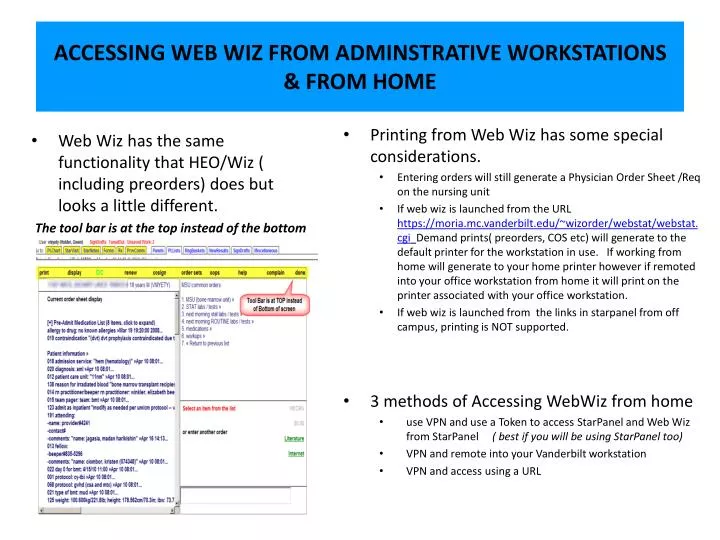 accessing web wiz from adminstrative workstations from home