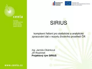 sirius komplexn e en pro statistick a analytick zpracov n dat v rezortu ivotn ho prost ed r