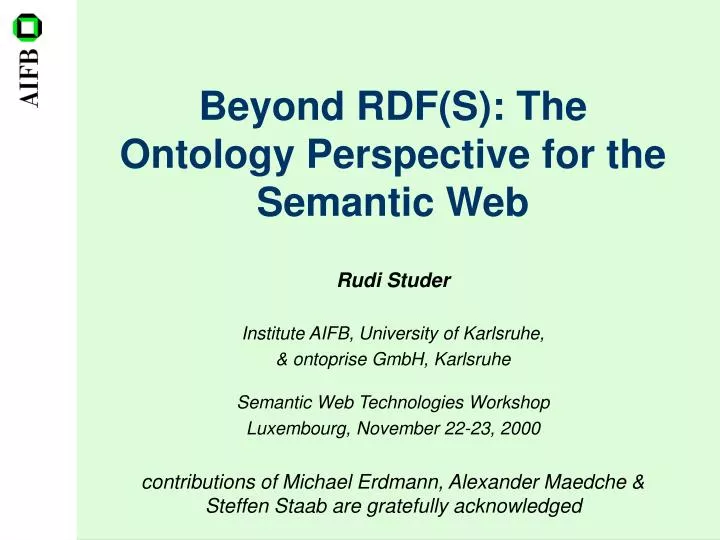 beyond rdf s the ontology perspective for the semantic web