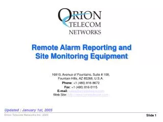 Remote Alarm Reporting and Site Monitoring Equipment