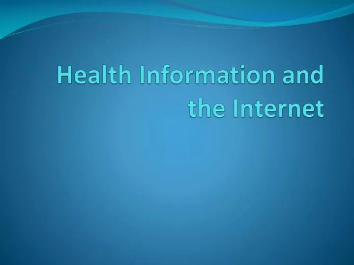health information and the internet