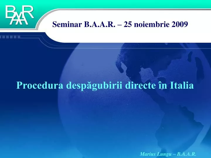seminar b a a r 25 noiembrie 2009