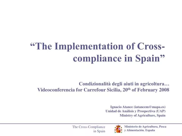 the implementation of cross compliance in spain