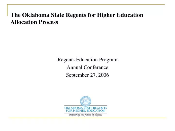 the oklahoma state regents for higher education allocation process