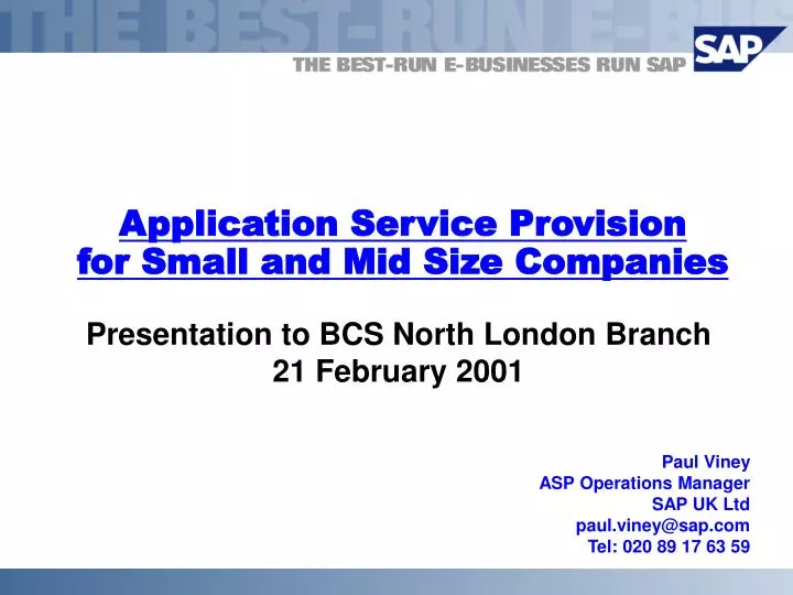 application service provision for small and mid size companies