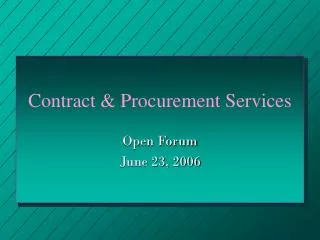Contract &amp; Procurement Services