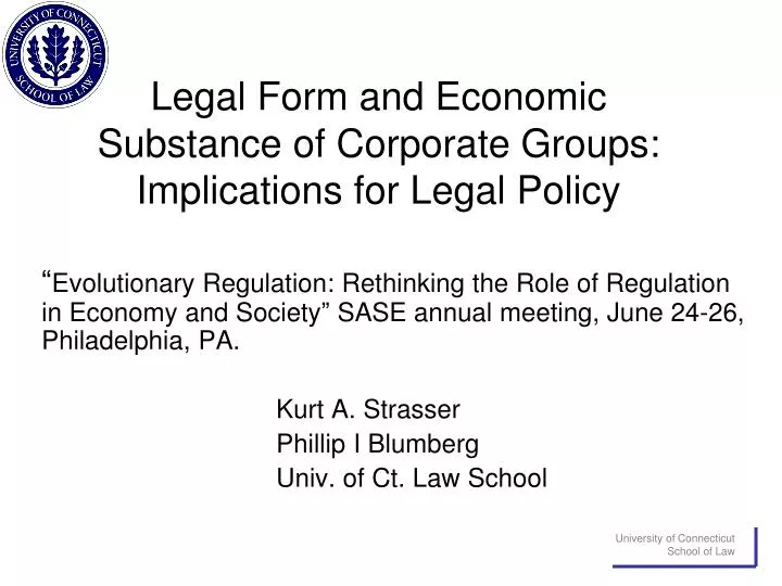legal form and economic substance of corporate groups implications for legal policy