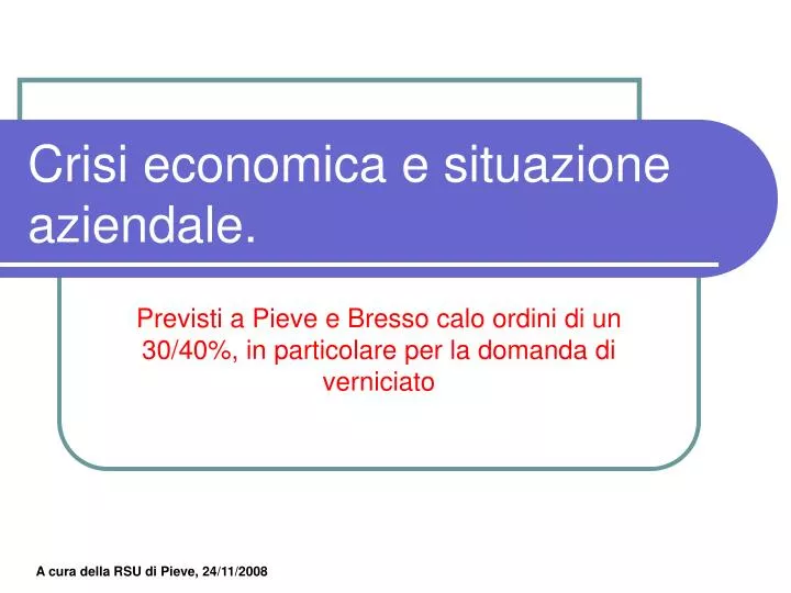 crisi economica e situazione aziendale