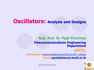 Oscillators: Analysis and Designs