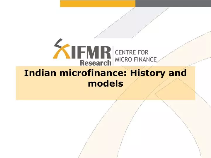 indian microfinance history and models