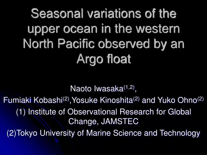 seasonal variations of the upper ocean in the western north pacific observed by an argo float