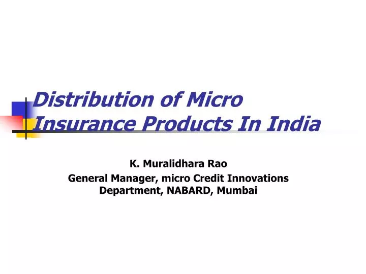 distribution of micro insurance products in india
