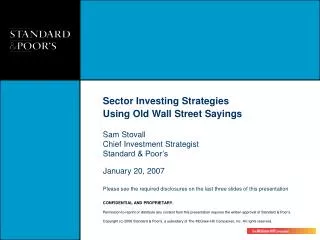 Sector Investing Strategies Using Old Wall Street Sayings