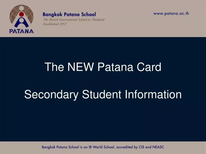 the new patana card secondary student information