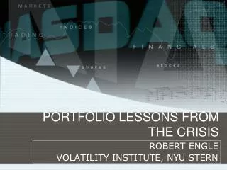 PORTFOLIO LESSONS FROM THE CRISIS
