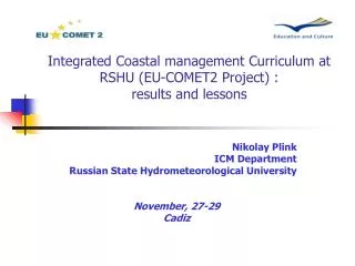Integrated Coastal management Curriculum at RSHU (EU-COMET2 Project) : results and lessons
