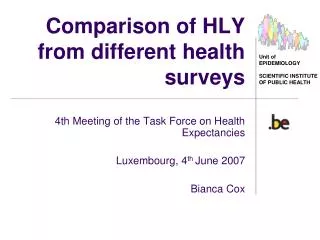Comparison of HLY from different health surveys