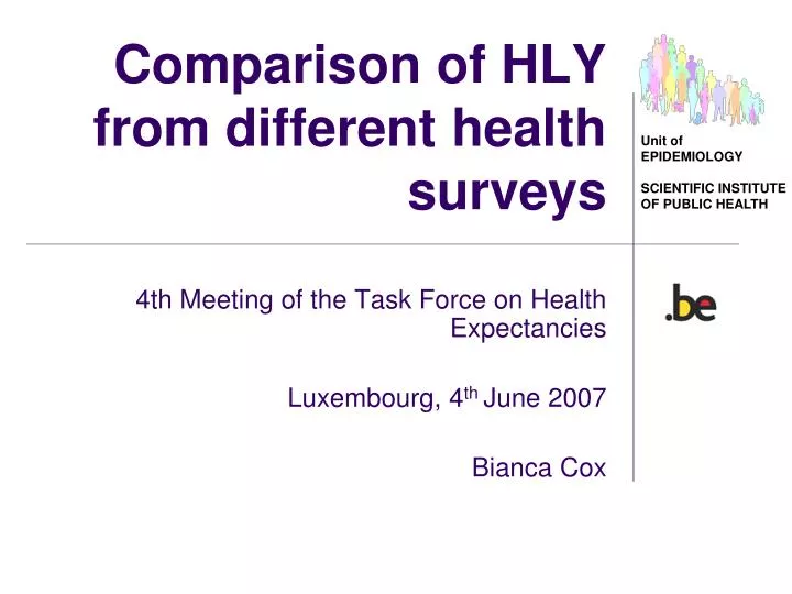 comparison of hly from different health surveys
