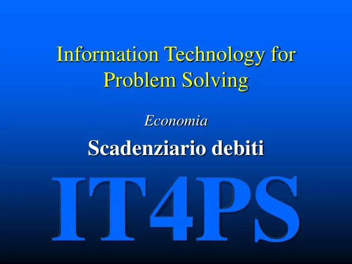 information technology for problem solving