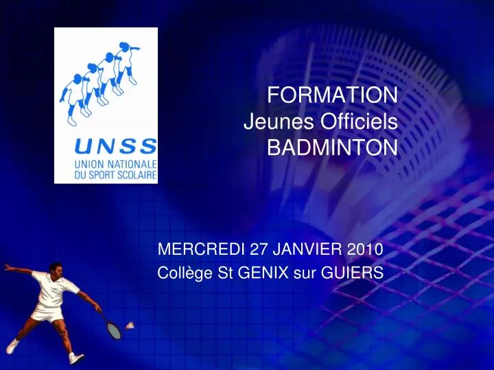 formation jeunes officiels badminton