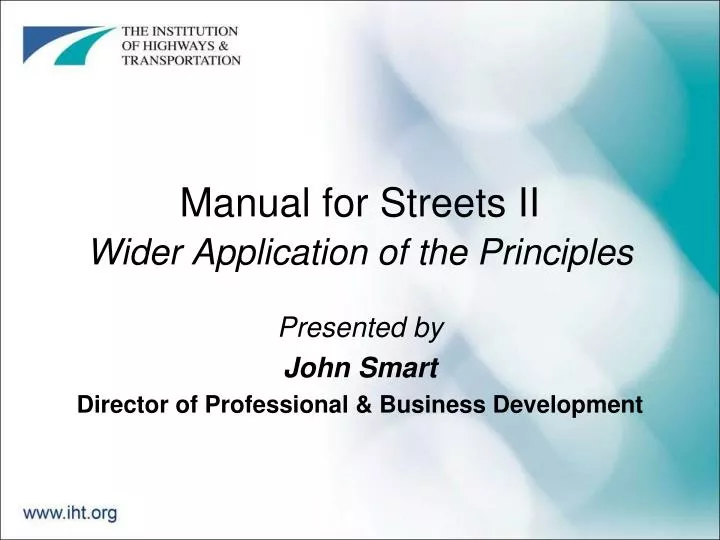 manual for streets ii wider application of the principles
