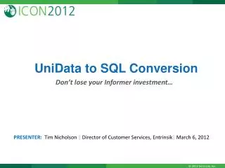 UniData to SQL Conversion