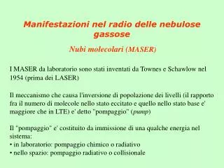 manifestazioni nel radio delle nebulose gassose