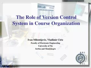 The Role of Version Control System in Course Organization