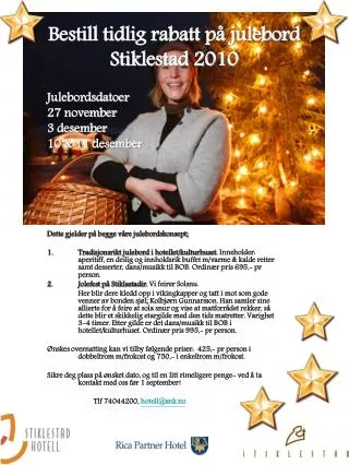 bestill tidlig rabatt p julebord stiklestad 2010