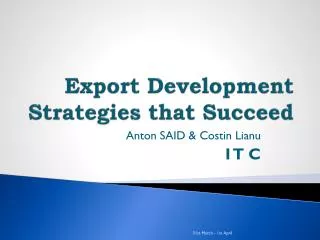 Export Development Strategies that Succeed