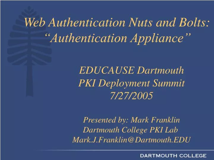 web authentication nuts and bolts authentication appliance