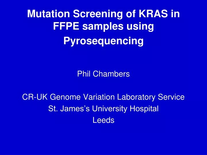 mutation screening of kras in ffpe samples using pyrosequencing