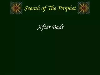 seerah of the prophet