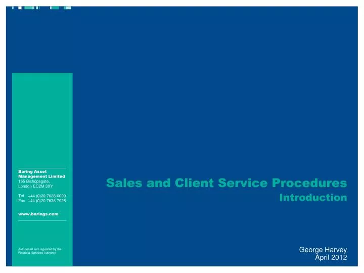 sales and client service procedures introduction