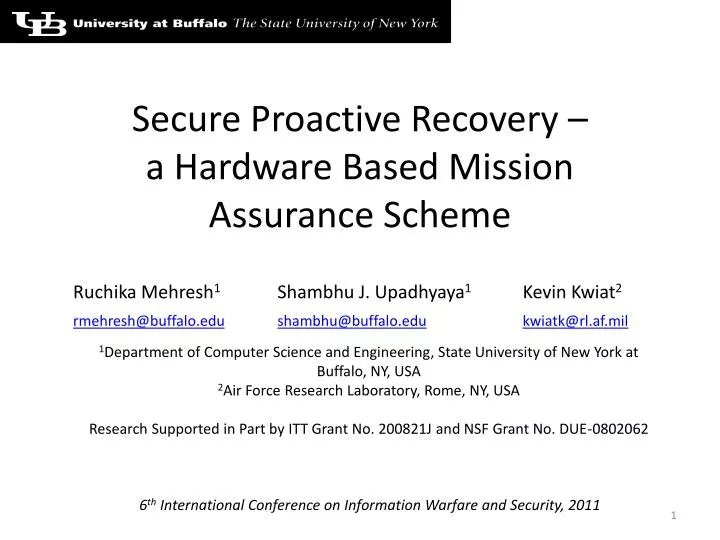 secure proactive recovery a hardware based mission assurance scheme