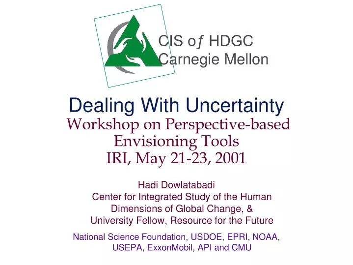 dealing with uncertainty workshop on perspective based envisioning tools iri may 21 23 2001
